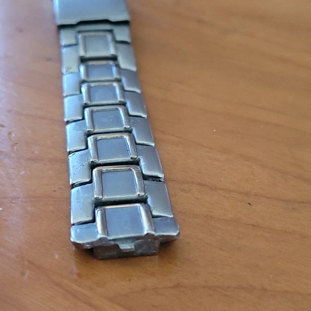Vintage Titanium Link Bracelet 7in Matte Silver Tone Heavy Mens Unisex